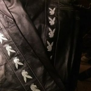 Leather black playboy pants